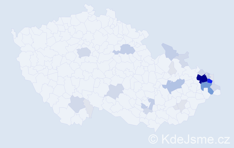 Příjmení: 'Guňka', počet výskytů 104 v celé ČR