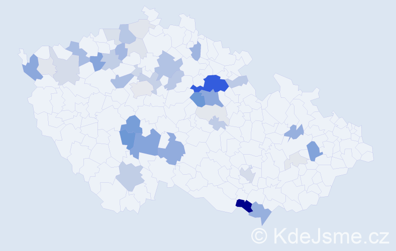 Příjmení: 'Pechánek', počet výskytů 148 v celé ČR