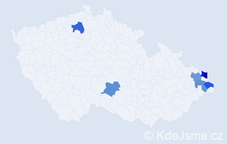 Příjmení: 'Kleberc', počet výskytů 9 v celé ČR