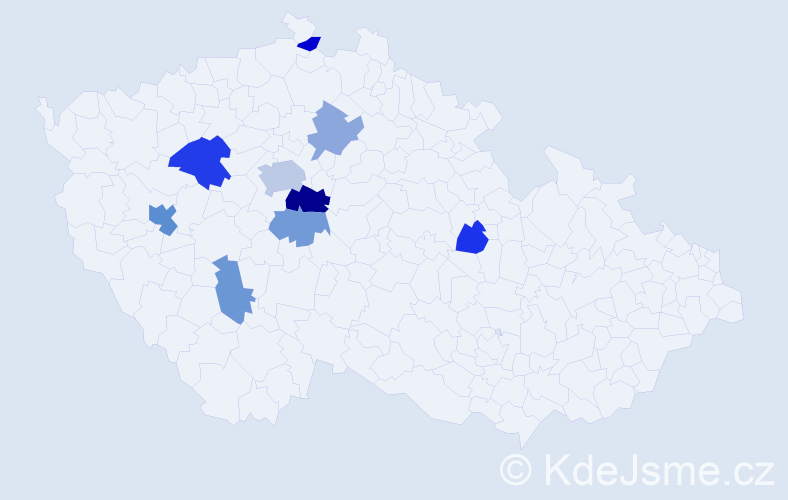 Příjmení: 'Koder', počet výskytů 17 v celé ČR