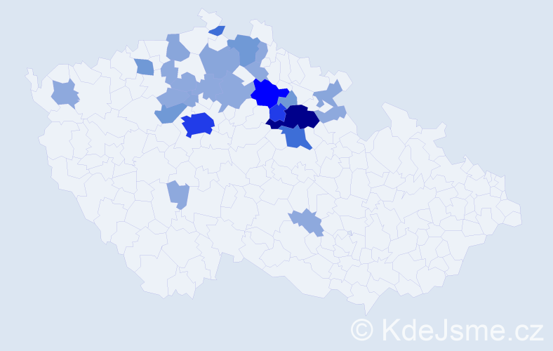 Příjmení: 'Kinčlová', počet výskytů 69 v celé ČR