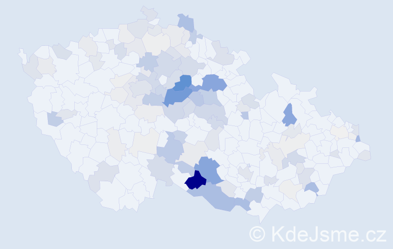 Příjmení: 'Bulíček', počet výskytů 412 v celé ČR